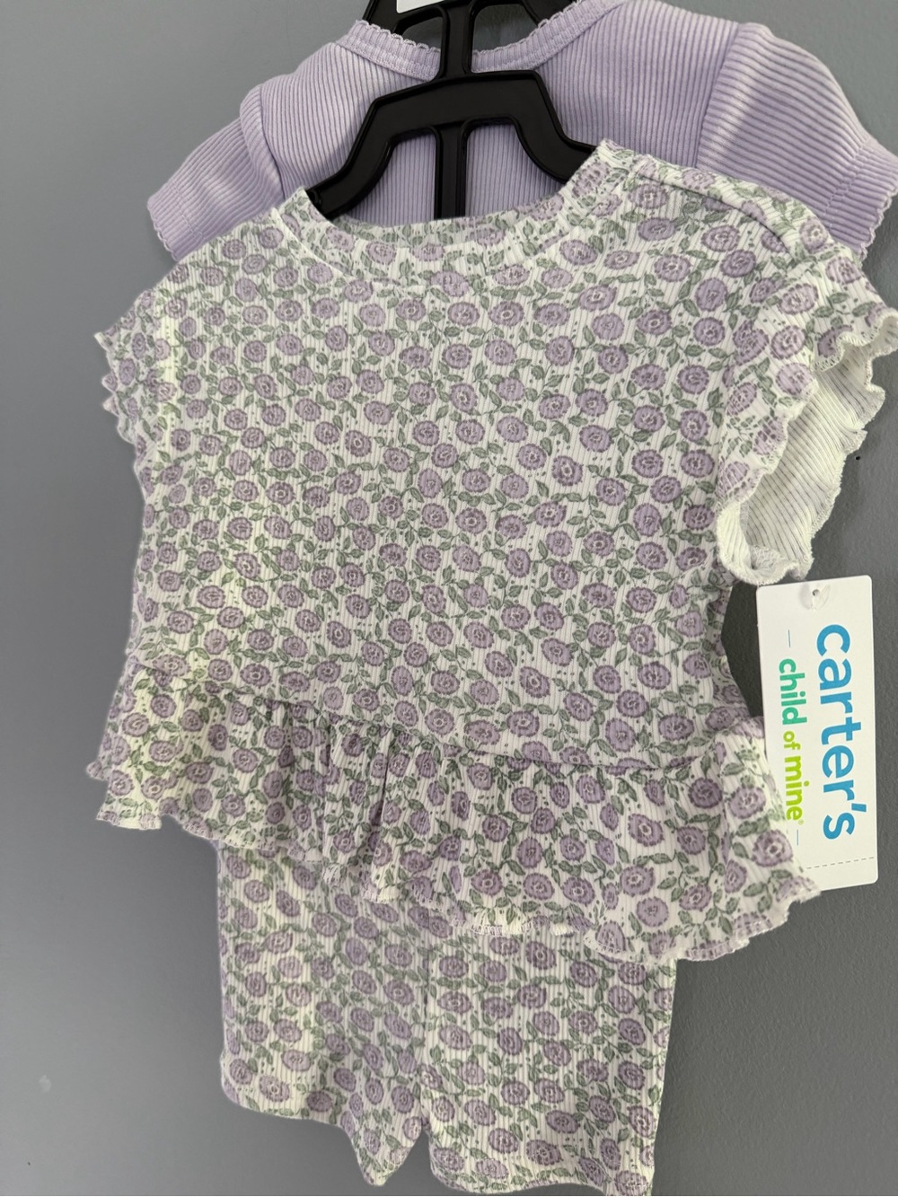 Carter's Lilac Floral Ruffle Romper Set - Picture 3 of 5